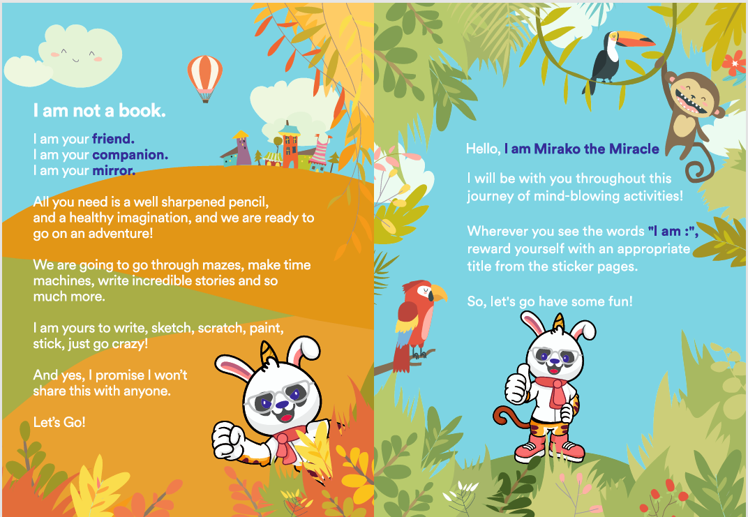 I am not a book — journal opening spread with Mirako